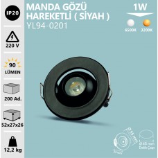 1W MANDA GÖZÜ HAREKETLİ SİYAH KASA BEYAZ1W MANDA GÖZÜ HAREKETLİ SİYAH KASA BEYAZ